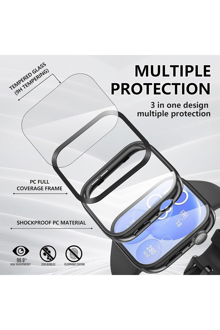 Huawei Watch Fit 3 Uyumlu Kılıf Ekran ve Kasa Koruyucu Şeffaf Kasa Koruma Çerçeve Guard 360 Koruma