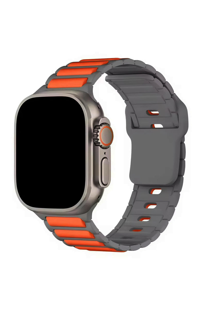 Apple Watch 10/9/8/7/6/SE/Ultra Uyumlu 42/44/45/46/49mm Çift Renkli Bakla Desen Silikon Spor Kordon