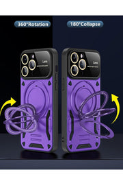 iPhone 15 Pro Uyumlu Kılıf Magsafe Standlı Kamera Lens Korumalı Darbelere Dayanklı Renkli Tank Kapak