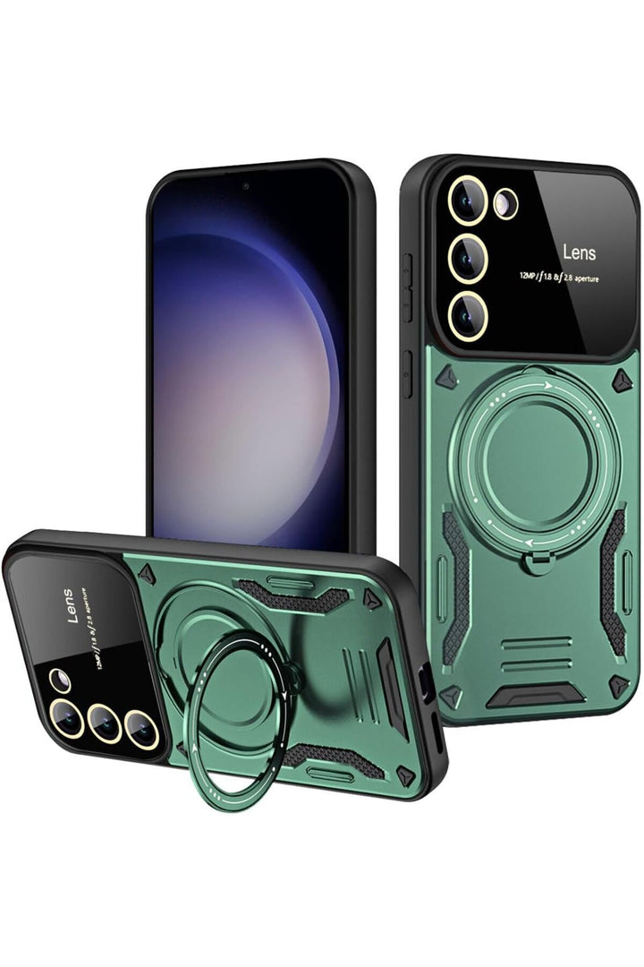 Samsung Galaxy A36 Uyumlu Kılıf Magsafe Standlı Kamera Lens Korumalı Dayanıklı Renkli Tank Kapak