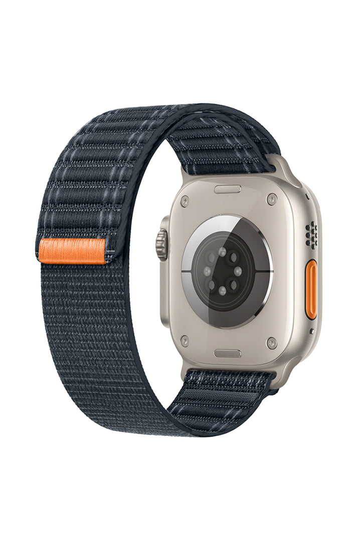 Apple Watch 44mm/45mm/46mm/49mm Uyumlu Kordon Bakla Bölmeli Dizayn Hasır Cırt Dokuma Kumaş Kordon