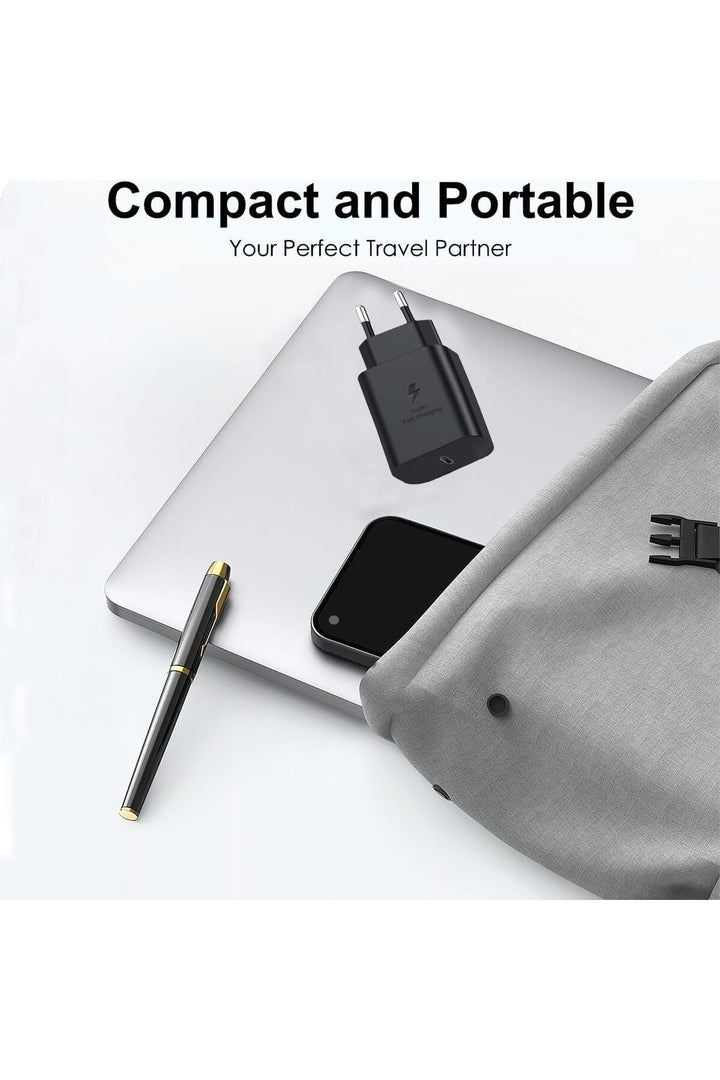 Samsung Galaxy S20/S21/S22/S23 Fe/S24 Plus/S24 Ultra Uyumlu Hızlı Şarj Adaptörü 25W USB-C Type-C PD