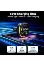 Load image into Gallery viewer, Bluetooth Araç Kiti Araç RGB LED Fm Transmitter USB Type-C MP3 Flash Bellek PD Çakmaklık Girişli
