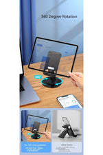 Load image into Gallery viewer, Yüksek Kaliteli Katlanabilir 360 Dönebilen Ayarlanabilir Telefon Tutucu Masa Üstü Tablet Standı
