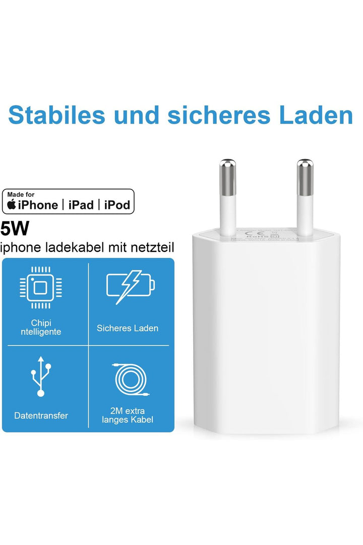 Apple iPad iPhone 4/5/6/7/8/8/Plus/Se/X/Xs/11/12/13/14 Uyumlu 1A 5W Şarj Seti Şarj Aleti Şarj Cihazı