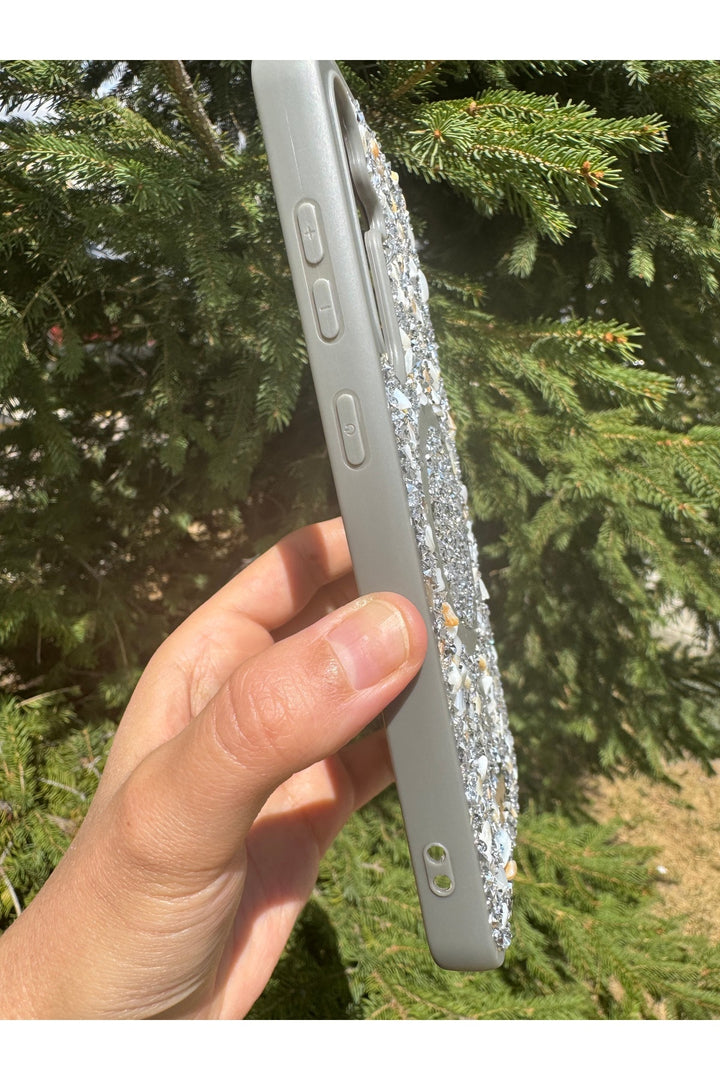 Samsung Galaxy A36 Uyumlu Taşlı Magsafe Kılıf Parlak Taşlı Simli Koruyucu Kablosuz Şarj Silikn Kapak