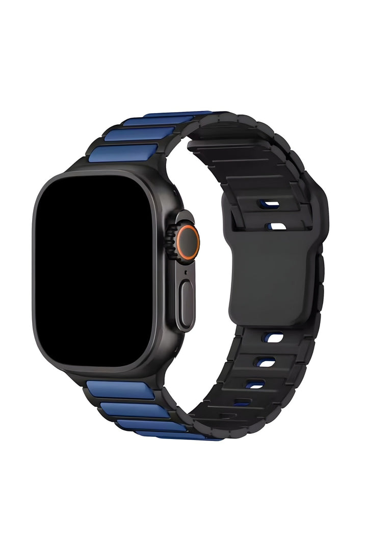 Apple Watch 10/9/8/7/6/SE/Ultra Uyumlu 42/44/45/46/49mm Çift Renkli Bakla Desen Silikon Spor Kordon