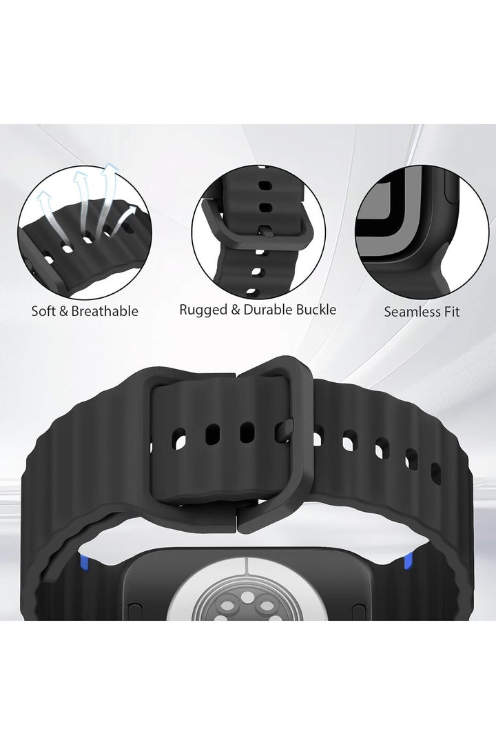 Apple Watch 42/44/45/46/49mm Uyumlu Kordon Esnek Silikon Suya ve Toza Dayanıklı Renkli Ayarlanabilir