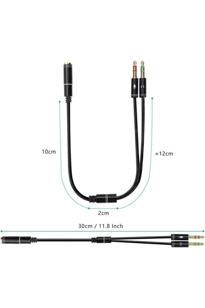 Aux To 2x Aux Kablo 3.5mm Jack Çevirici Mikrofon ve Kulaklk Çoklayıcı Dönüştürücü Aux Stereo Adaptör