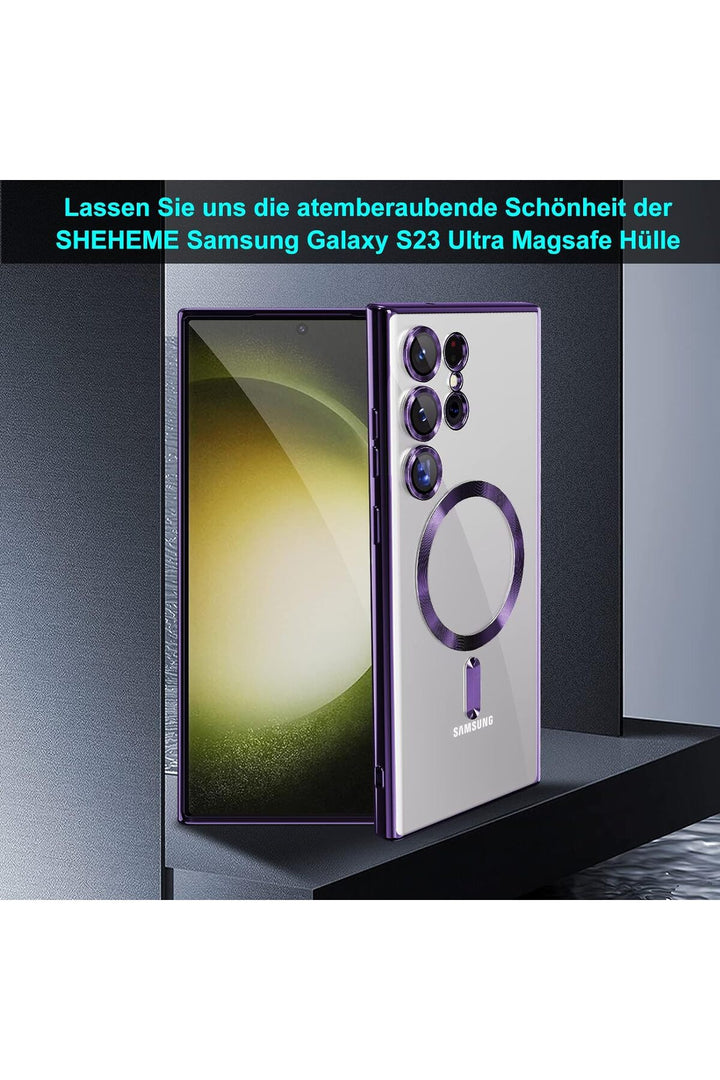 Samsung Galaxy S24 Ultra Uyumlu Kılıf 3D Kamera Lens Korumalı Magsafe Kenarı Renkli Şeffaf Kapak