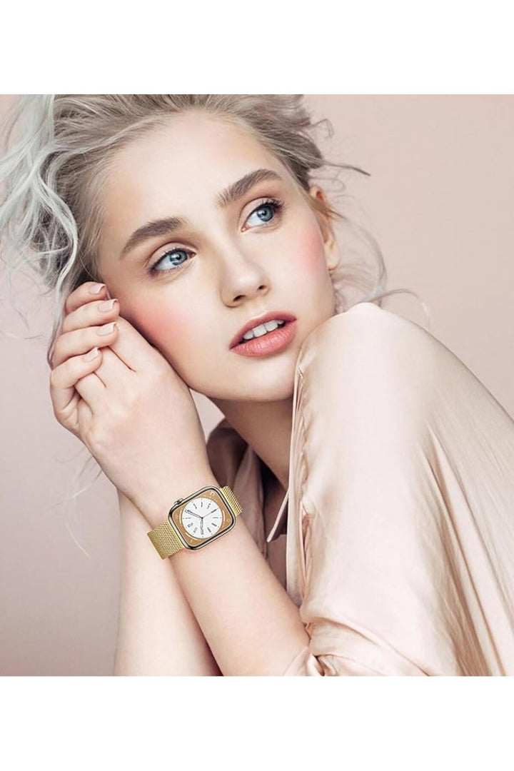 Apple Watch 9 8 7 6 5 4 3 2 Se 42mm/44mm/45mm/49mm Uyumlu Kordon Mıknatıslı Ayarlanabilir Metal