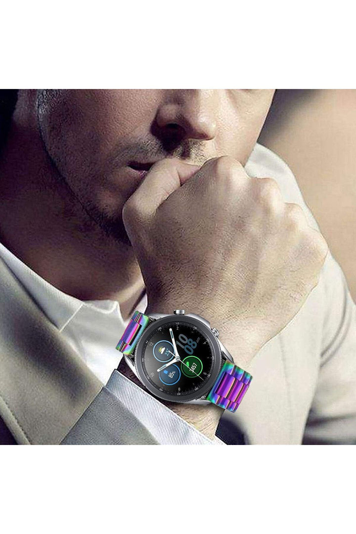 Huawei Watch GT2E/GT2/GT2 Pro/GT3/GT3 Pro/GT4 46mm Uyumlu Kordon Ayarlanablir Paslanmaz Parlak Metal