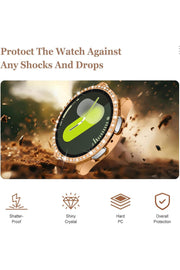 Samsung Galaxy Watch 4/5/6/7 44mm Uyumlu Kılıf Ekran ve Kasa Koruyucu Parlak Taşlı Kasa Koruma Guard