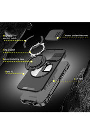 Xiaomi Redmi Note 13 Pro Plus Uyumlu Kılıf Kamera Korumalı Sürgülü 360 Dönebilen Magsafe Stand Tank