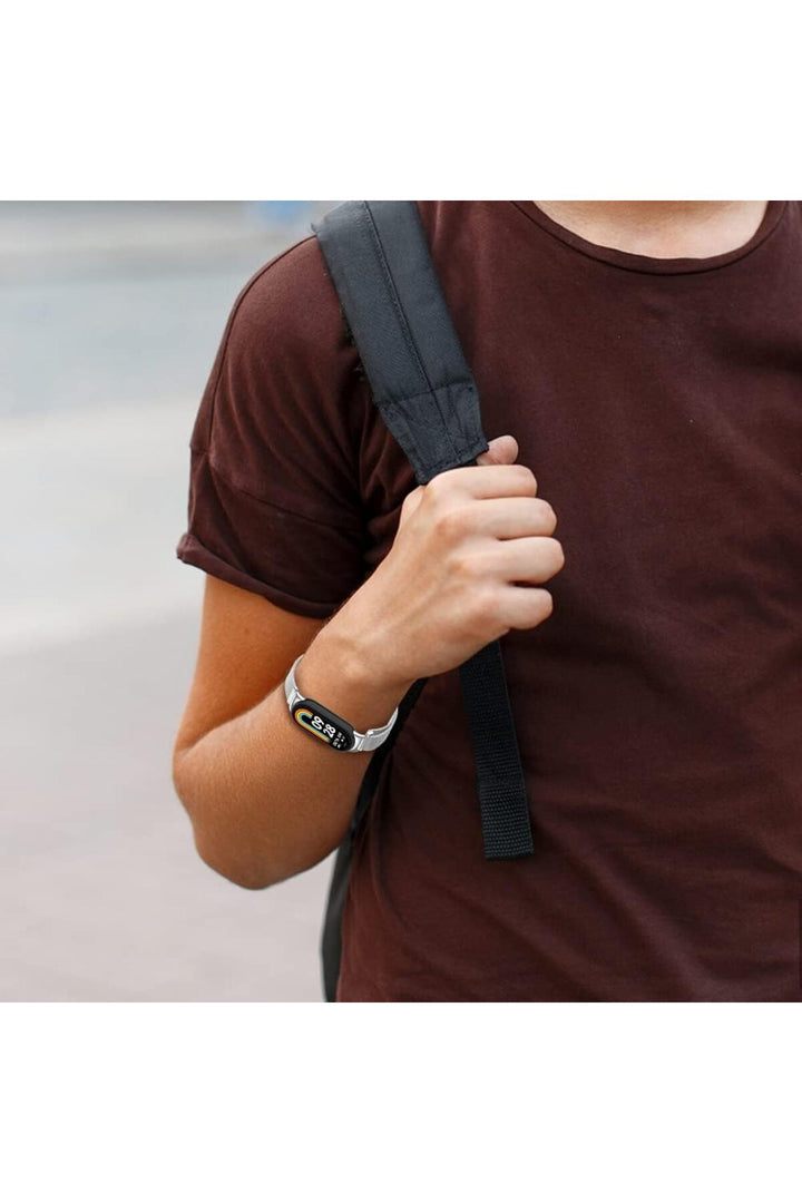 Xiaomi Mi Band 8 Uyumlu Kordon Ayarlanabilir Mıknatıslı Metal Hasır Manyetik Paslanmaz Kordon