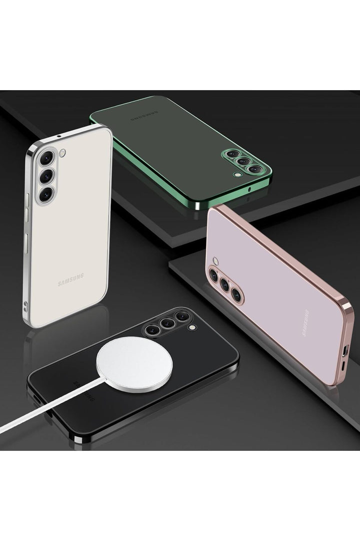 Samsung Galaxy A25 Uyumlu Kılıf Kenarları Renkli Kamera Korumalı Dayanıklı Şeffaf Silikon Kapak