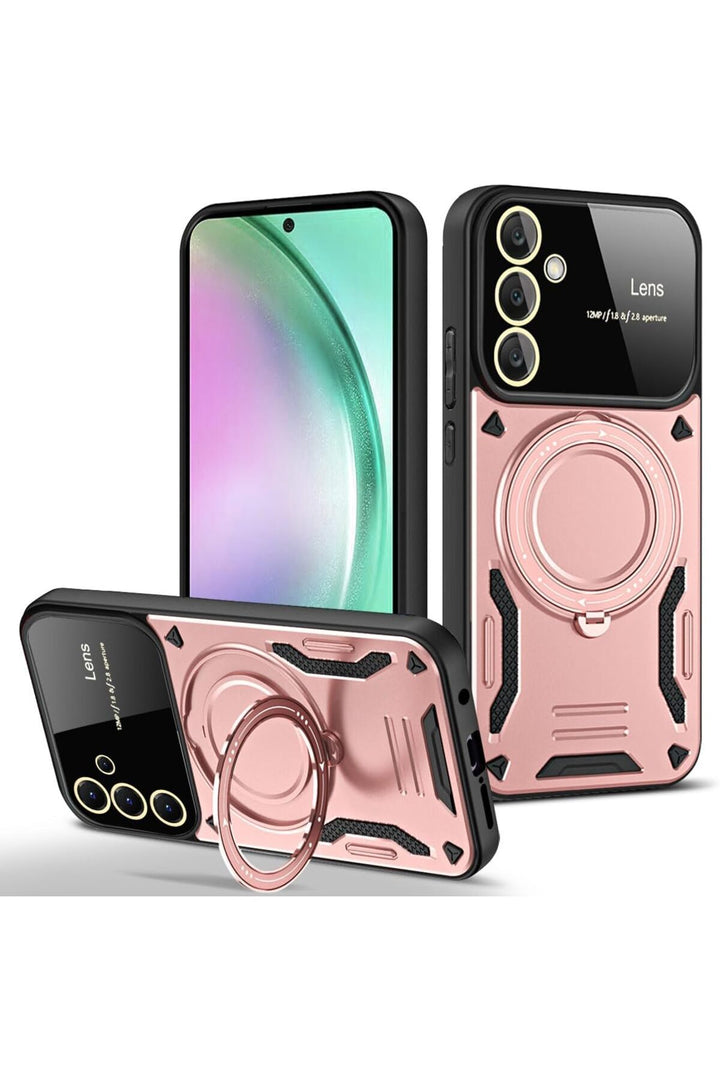 Samsung Galaxy A16 Uyumlu Kılıf Magsafe Standlı Kamera Lens Korumalı Dayanıklı Renkli Tank Kapak