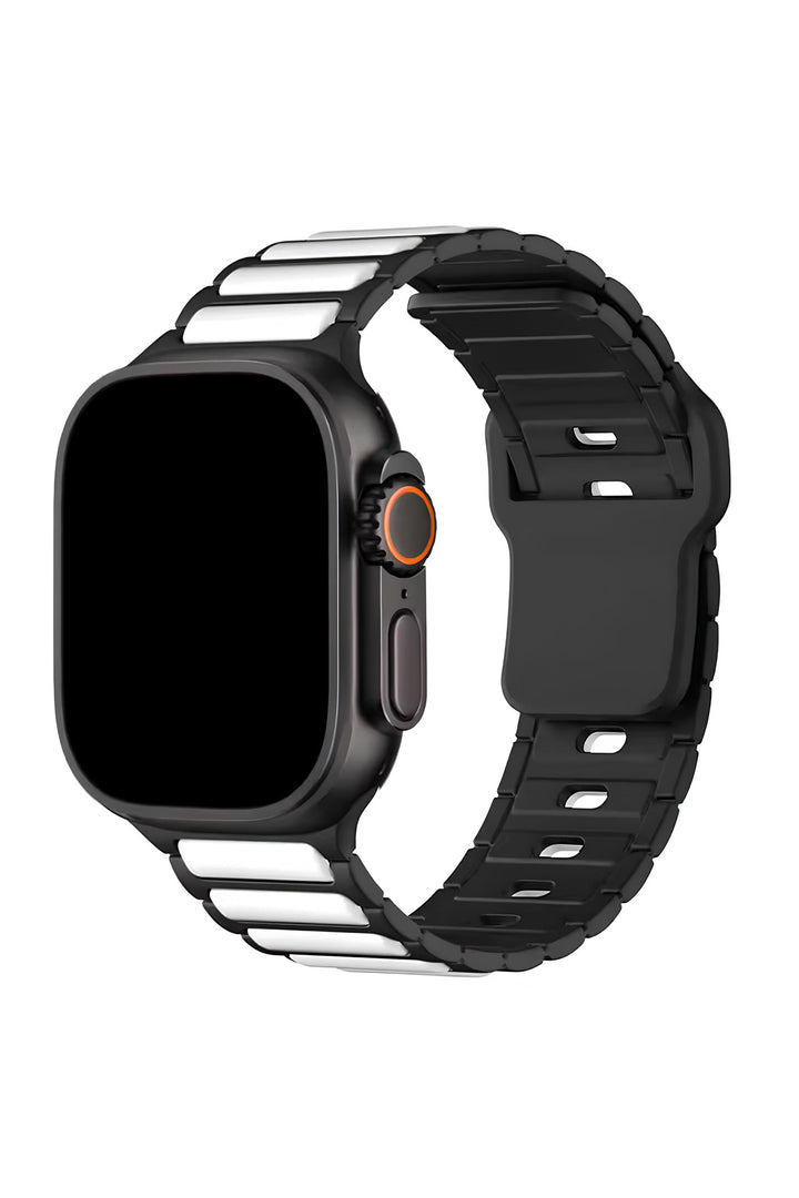 Apple Watch 10/9/8/7/6/SE/Ultra Uyumlu 42/44/45/46/49mm Çift Renkli Bakla Desen Silikon Spor Kordon