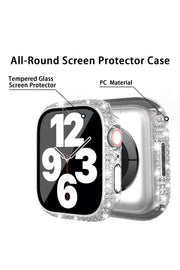 Apple Watch 44mm Uyumlu Kılıf Ekran ve Kasa Koruyucu Parlak Büyük Taşlı Watch Kasa Koruma