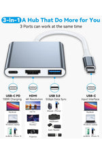 Load image into Gallery viewer, İpad Iphone 16/17 Pro Max Uyumlu Type-c To 4k Hdmi Hub Usb-c Type-c Pd Usb Çevirici 3in1 Dönüştürücü

