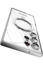 Load image into Gallery viewer, Samsung Galaxy S22 Uyumlu Kılıf 3D Kamera Lens Korumalı Magsafe Kenarı Renkli Şeffaf Kapak
