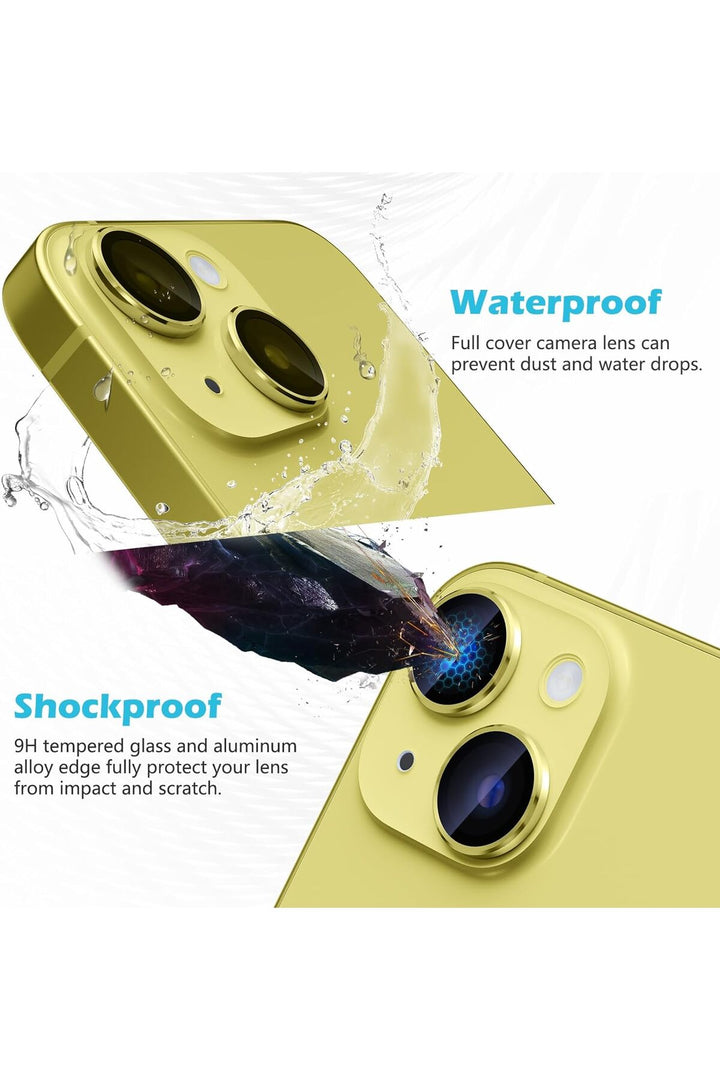 İphone 15/iphone 15 Plus Uyumlu Kamera Lens Koruyucu Dayanıkl Renkli Metal Temperli Cam Koruma
