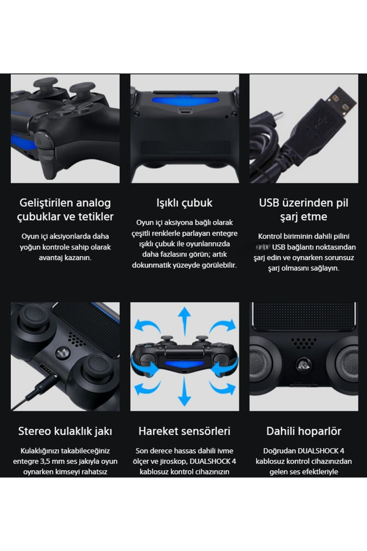 Playstation 4 (PS4) Uyumlu Joystick Kablosuz Oyun Kolu Yüksek Kalite Çift Titreşimli Motor Kumanda