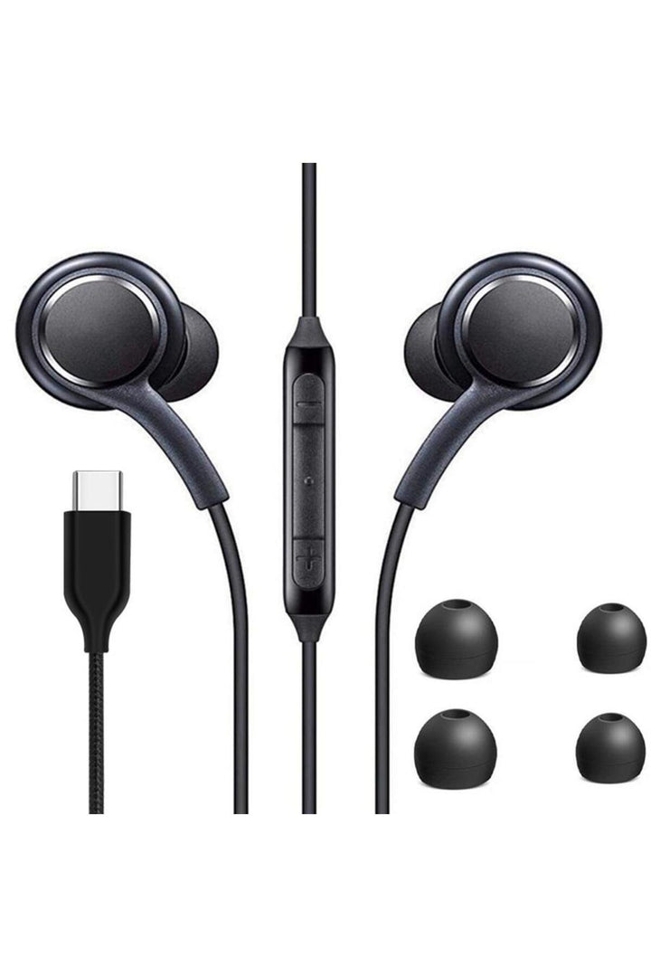 Samsung Xiaomi Huawei Uyumlu Type-C Kulaklık Hasır Örgü Silikon Kulaklık Bluetooth Gerektirmez