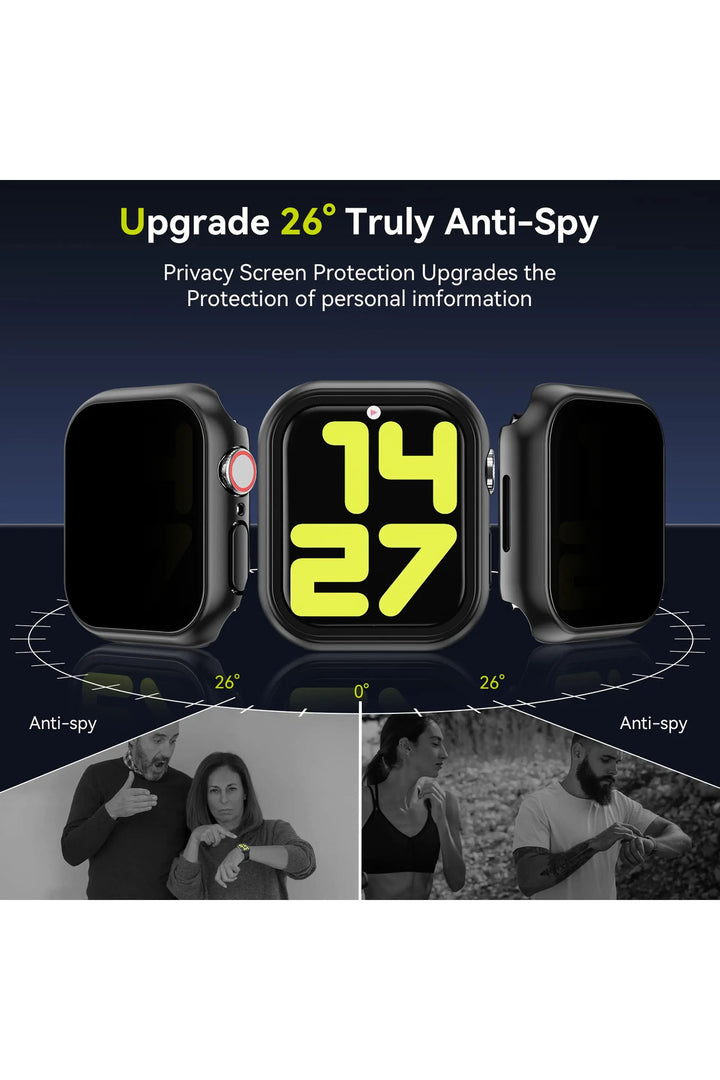 Apple Watch 44mm Uyumlu Kılıf Ekran ve Kasa Koruma Hayalet/Privacy Gizlilik Özellikli Kasa Koruyucu