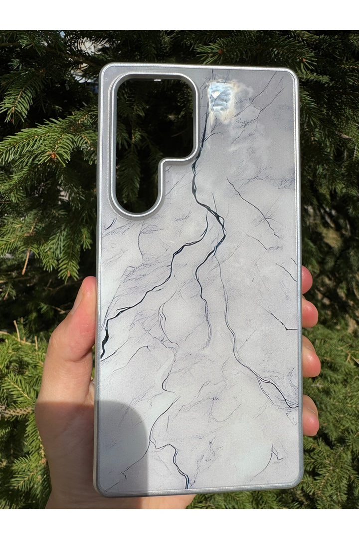 Samsung Galaxy S23 Ultra Uyumlu Kılıf Parlak Mermer Desenli Kamera Kenar Koruyuculu Arka Kapak