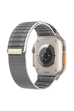 Load image into Gallery viewer, Apple Watch 44mm/45mm/46mm/49mm Uyumlu Kordon Bakla Bölmeli Dizayn Hasır Cırt Dokuma Kumaş Kordon
