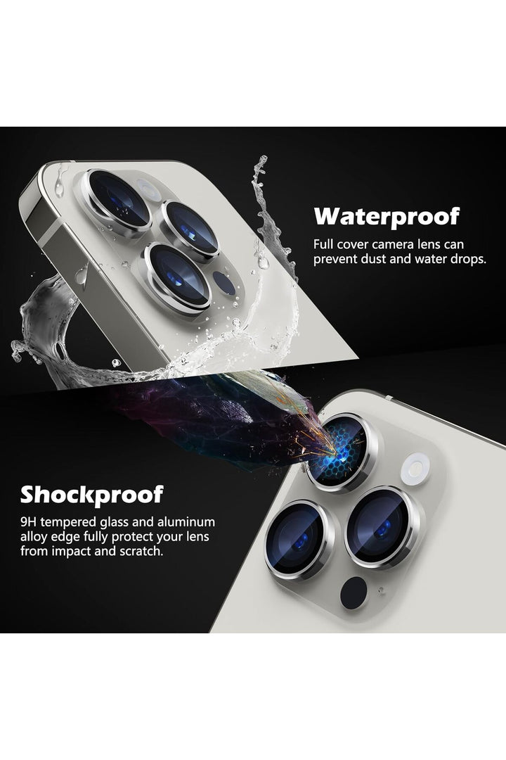 İphone 15 Pro/iphone 15 Pro Max Uyumlu Kamera Lens Koruyucu Dayanıklı Renkli Metal Temperli Cam