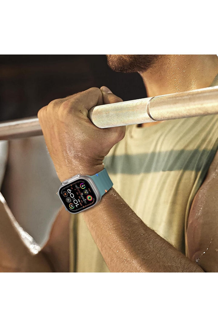 Apple Watch 42/44/45/46/49mm Uyumlu Kordon Esnek Silikon Suya ve Toza Dayanıklı Renkli Ayarlanabilir