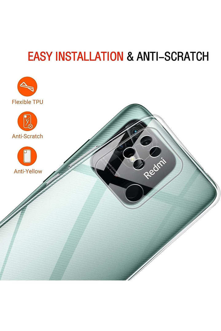 Xiaomi Redmi 10C/PocoC40 Uyumlu Kılıf 3D Kamera Korumalı Darbe Önleyici Şeffaf Esnek Silikon Kapak