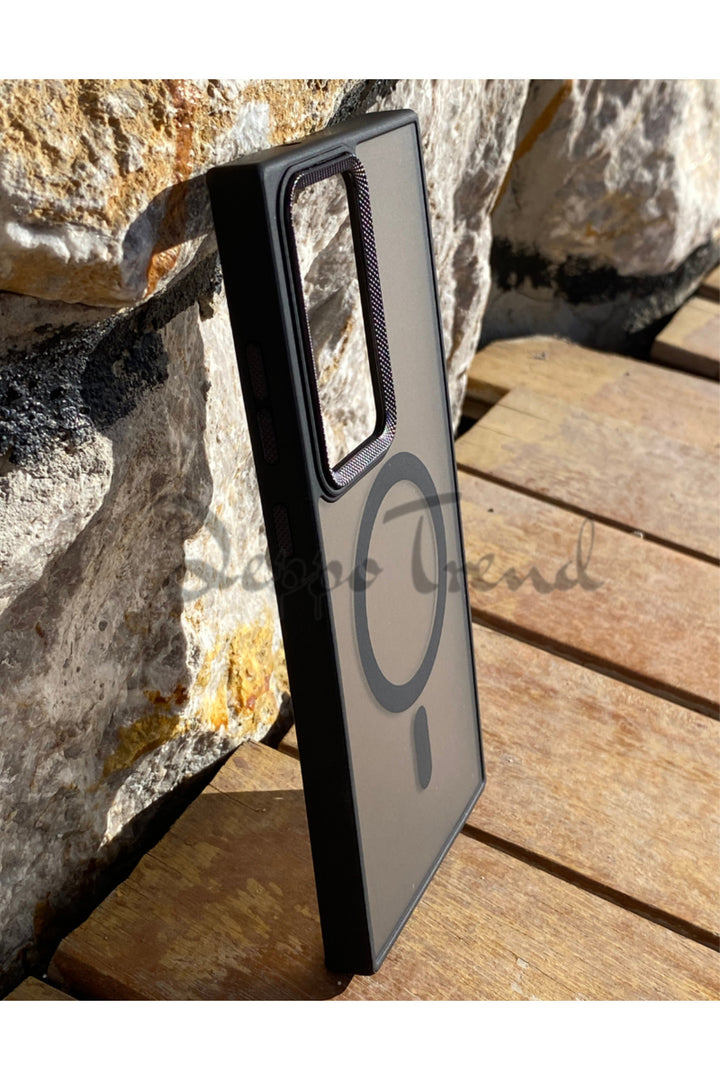 Samsung Galaxy S25 Ultra Uyumlu Kılıf Kamera Çevresi Metalik Mat Magsafe Sararmaya Dayanıklı Kapak