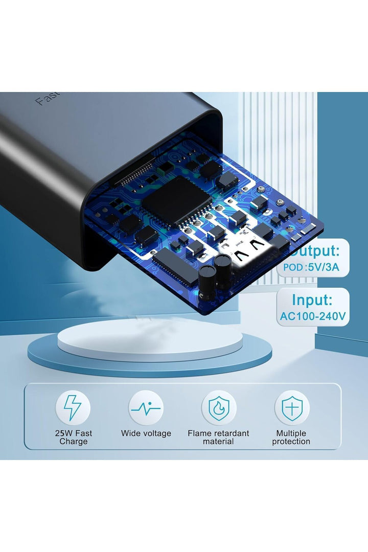 Samsung Galaxy S20/S21/S22/S23 Fe/S24 Plus/S24 Ultra Uyumlu Hızlı Şarj Adaptörü 25W USB-C Type-C PD