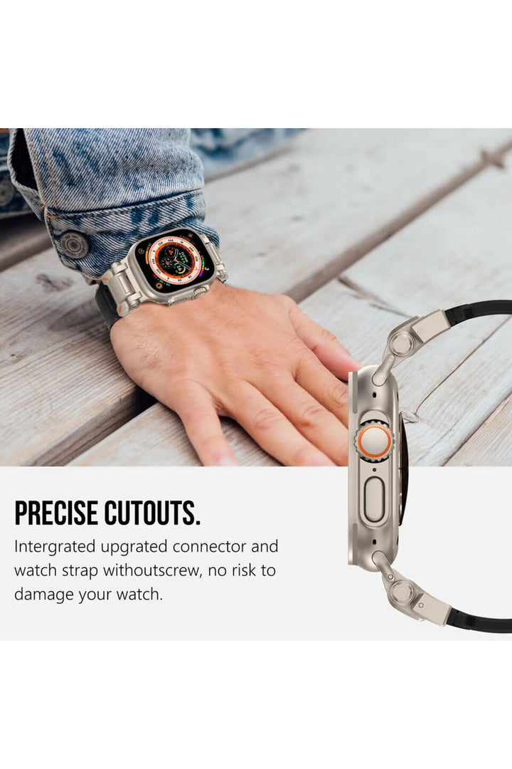 Apple Watch 8 7 6 5 4 3 2 1 42mm/44mm/45mm/49mm Uyumlu Kordon Ayarlanabilir Titanyum Metal Başlıklı