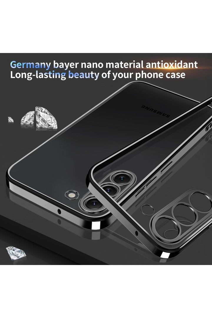 Samsung Galaxy S23 Uyumlu Kılıf Kenarları Renkli Kamera Korumalı Dayanıklı Şeffaf Silikon Kapak