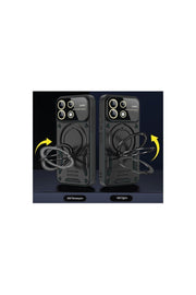 Tecno Spark Go 2023 Uyumlu Kılıf Magsafe Standlı Kamera Lens Korumalı Renkli Dayanıklı Tank Kapak