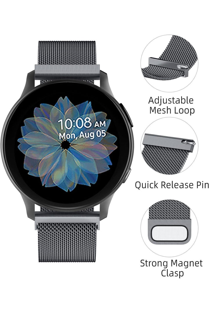 Huawei Watch GT/GT2E/GT2/GT2 Pro/GT3/GT3 Pro/GT4 46mm Uyumlu Kordon Mıknatıslı Parlak İnce Metal