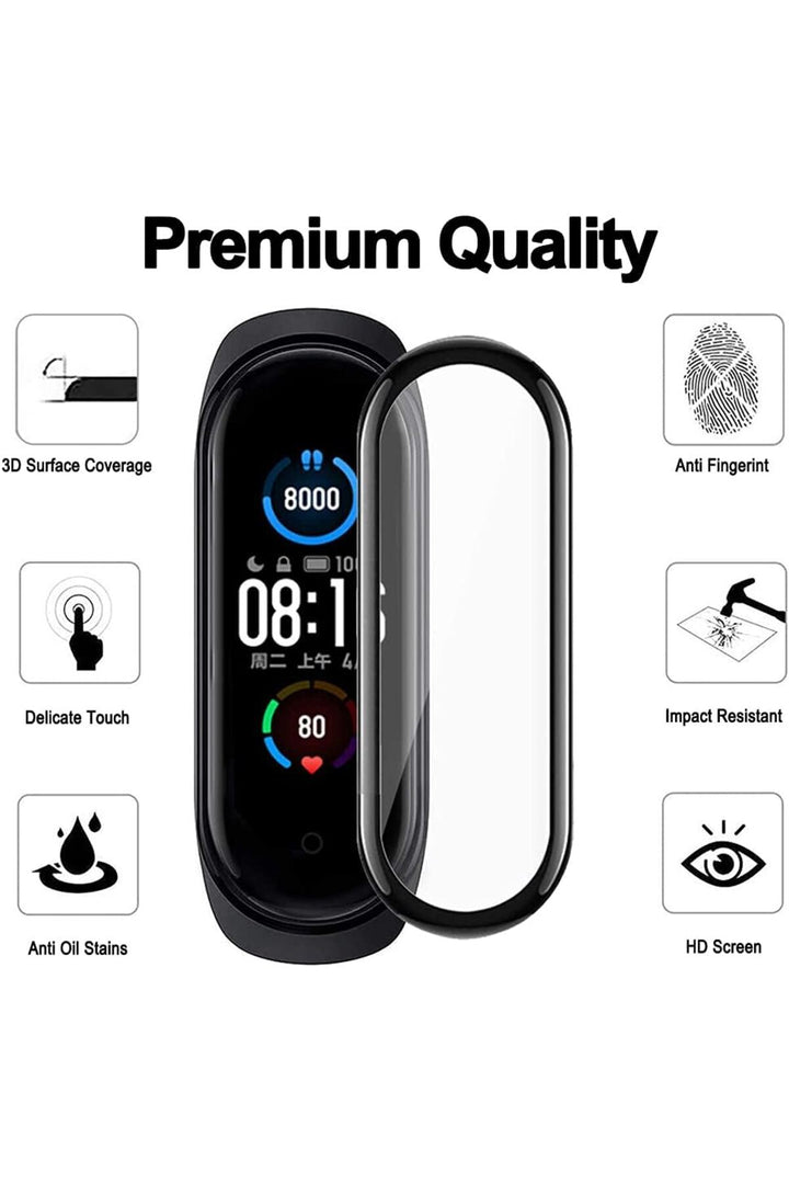 Xiaomi Mi Band 6 Uyumlu Tam Kaplayan Darbelere Karşı Dayanıklı Kırılmaz Cam Nano Ekran Koruyucu