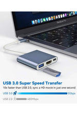 Load image into Gallery viewer, İpad Iphone 16/17 Pro Max Uyumlu Type-c To 4k Hdmi Hub Usb-c Type-c Pd Usb Çevirici 3in1 Dönüştürücü
