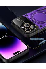Load image into Gallery viewer, iPhone 15 Pro Uyumlu Kılıf Magsafe Standlı Kamera Lens Korumalı Darbelere Dayanklı Renkli Tank Kapak
