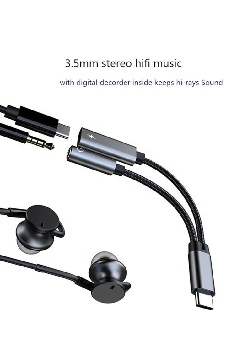 Samsung Xiaomi Uyumlu Type-c Kulaklık Çevirici Şarj Dönüştürücü Örgü Kablo Bluetooth Gerektirmez