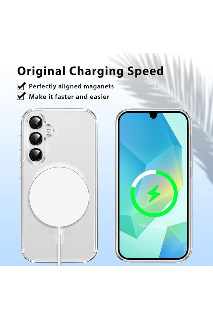 Samsung Galaxy A36 Uyumlu Kılıf Kamera Çıkıntılı Şeffaf Magsafe Kılıf Kablosuz Şarj Destekli Kapak