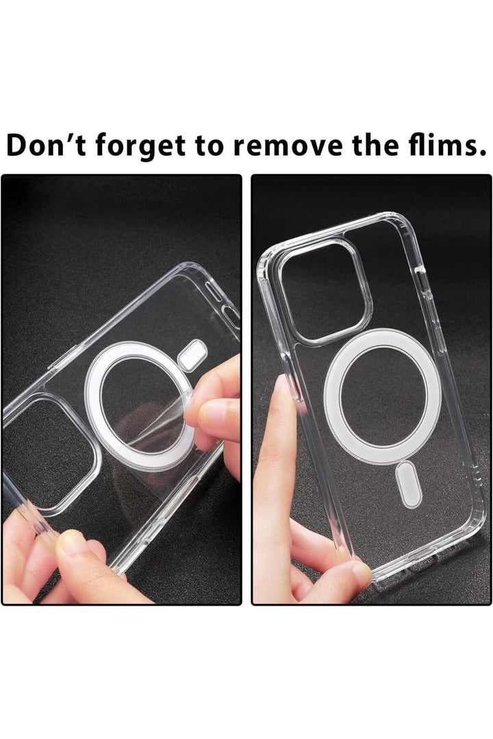 iPhone 7 Plus Uyumlu Kılıf Kamera Çıkıntılı Şeffaf Magsafe Kablosuz Şarj Destekli Kapak