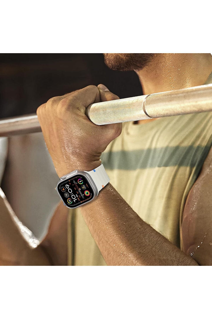 Apple Watch 42/44/45/46/49mm Uyumlu Kordon Esnek Silikon Suya ve Toza Dayanıklı Renkli Ayarlanabilir