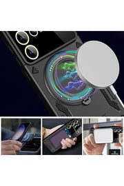 Samsung Galaxy S25/S24 Uyumlu Kılıf Magsafe Standlı Kamera Lens Koruma Dayanıklı Renkli Tank Kapak