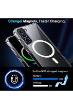 Load image into Gallery viewer, Samsung Galaxy S22 Uyumlu Kılıf Kamera Çıkıntılı Şeffaf Magsafe Kılıf Kablosuz Şarj Destekli Kapak
