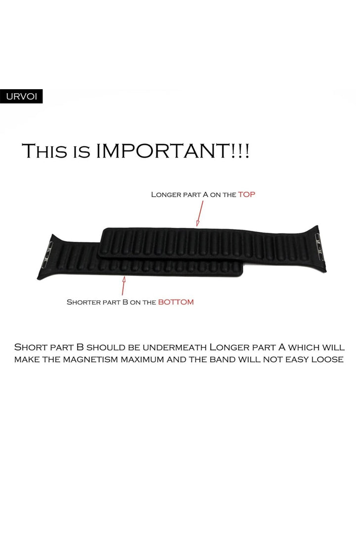 Apple Watch 9 8 7 6 5 4 3 2 1 Se 42mm/44mm/45mm/49mm Uyumlu Kordon Mıknatıslı Magnetli Deri Kordon